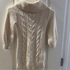 GAP Ivory Cable Knit Turtleneck Dress